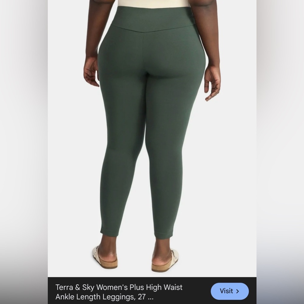 NWT Sz 1X (16-18W) Terra & Sky Women's Plus High Waist Ankle Length Leggings